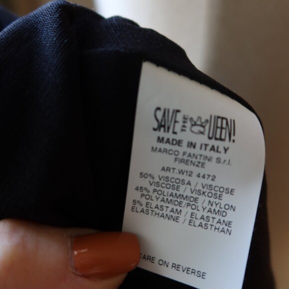 $375 Save the Queen fit n flare dress in black & red abstract print ITALY sz XS - Picture 13 of 16